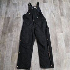 Carhartt R33 Yukon Extremes Bib Overalls Mens 40x34 Black Quilt Lined Leg Zipper