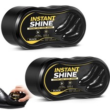 2 Pack Black Shoe Polish Sponge, Shine Sponge for Leather Shoes Boots Furnitu...