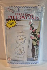 Jack Dempsey 1 Pair Perle Edge Stamped Standard Pillowcases-Butterflies-New 1600