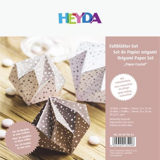 Heyda 3D Crystal Origami Paper Folding Set - 20 x 20cm Rose Gold/White