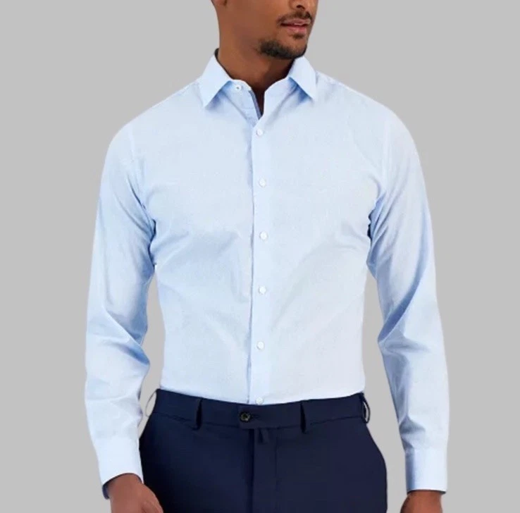 Nova Camisa Social Masculina Bar III Tamanho Pequeno Azul Céu Slim Fit Sutil Vine - Imagem 2 de 4