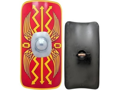 Red Medieval Warrior Functional Medieval Roman Armor Legion Shield 18G Steel