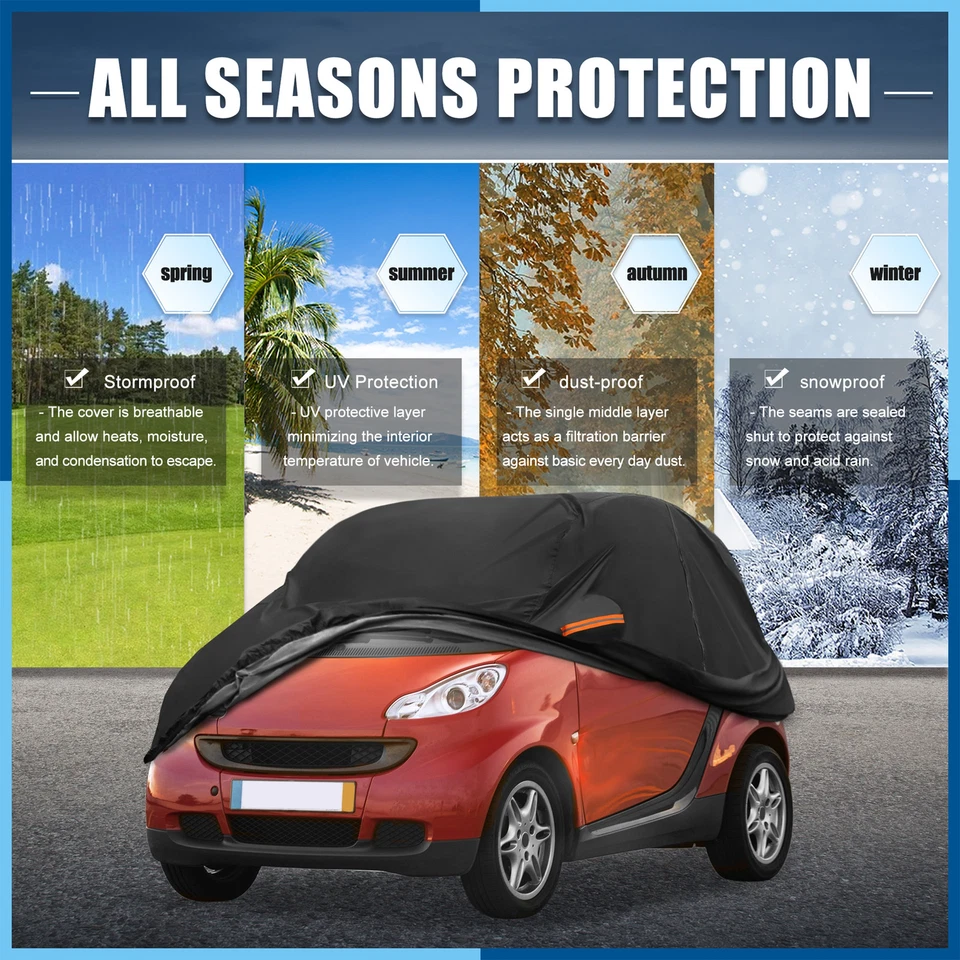 1x Cubierta de Coche Oxford Impermeable 210D-PU para Smart Fortwo 2007-2024 con Cremallera Negra Foto 2 de 4