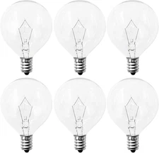 40 Watt E12 Candelabra Base round Bulbs,G50 Light Bulbs for Full Size Scentsy 