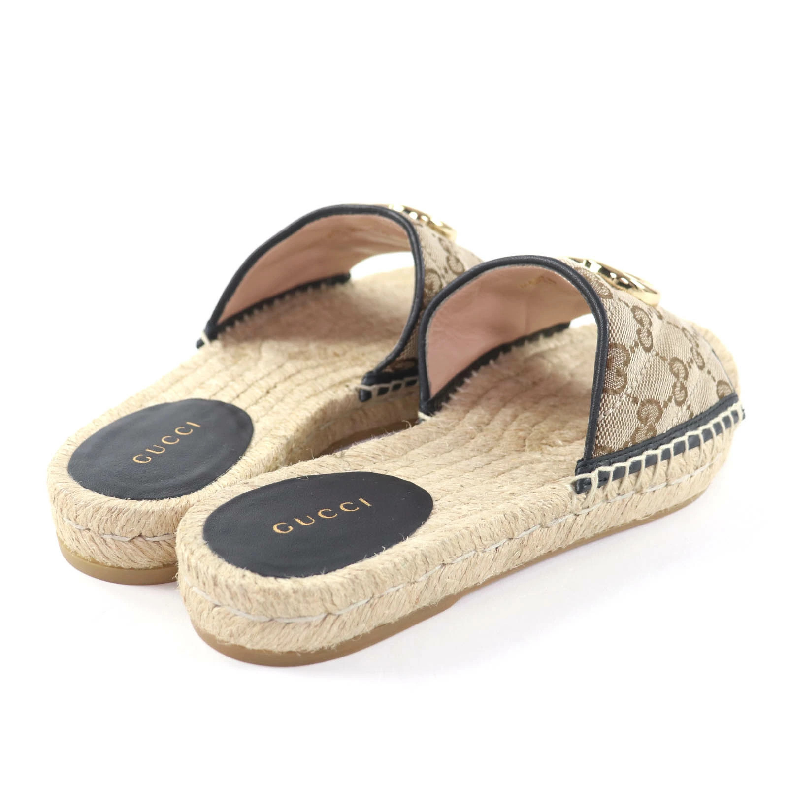 GUCCI 620120 GG Canvas GG Marmont Espadrille Sandals Beige GHardware 35 Made in thumbnail 3
