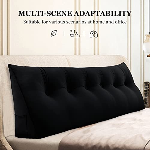 14 lbs Thickened Wedge Pillow Headboard Body Positioner King:76*8*20 IN Black