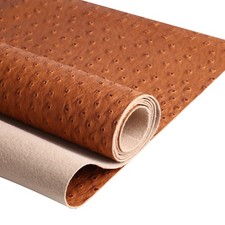 Brown/Tan Faux Leather Ostrich Fabric 54" Wide 1.0mm Thickness Marine Vinyl U