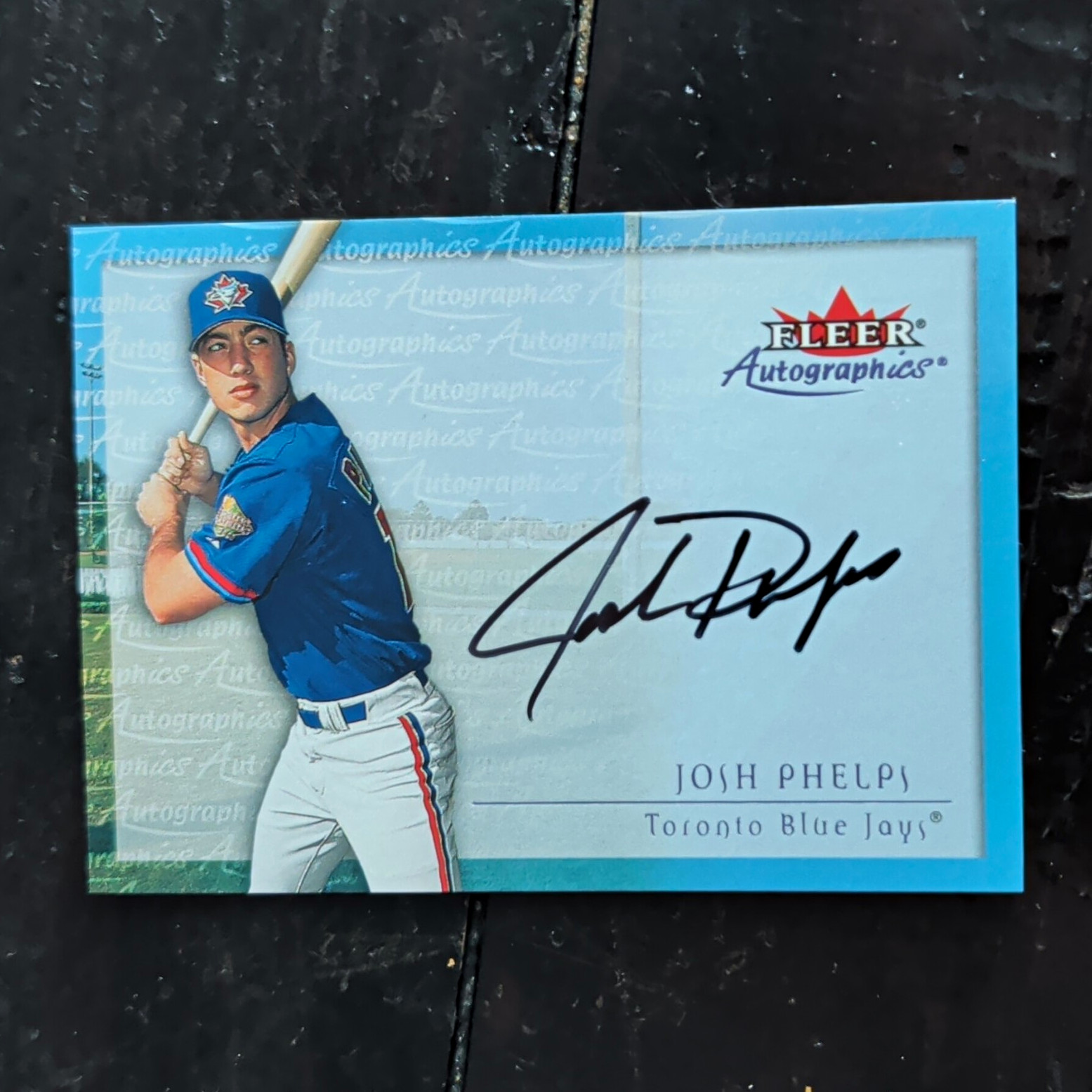 Fleer 2000 Autographics Josh Phelps #6 Hard Signed Auto  Toronto Blue Jays