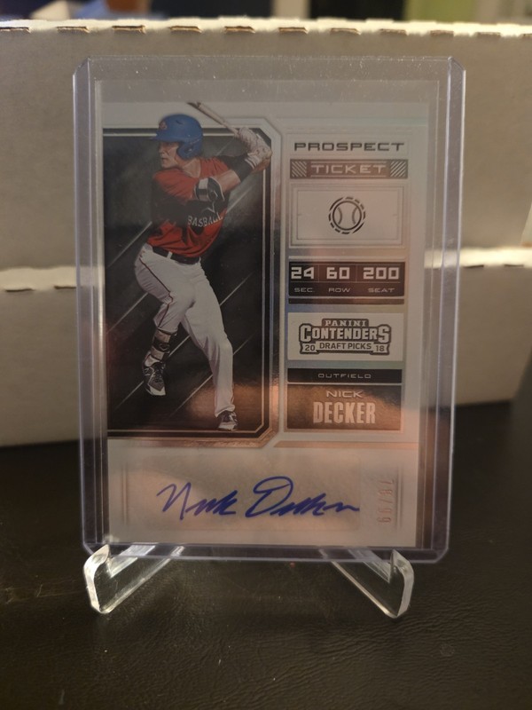 2018 Contenders Draft Nick Decker Prospect Ticket Auto Autograph /99