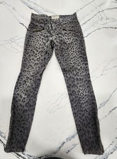 Current Elliott Jeans Women 25 Gray The Stiletto Skinny Leopard Print Stretch