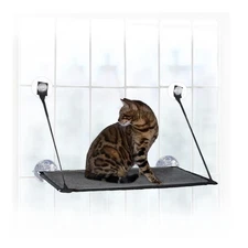 EZ Mount Cat Window Perch for Large Cats, Sturdy Kitty Sill Window Hammock Be...