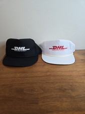Vintage DHL Worldwide Express Trucker Hat Lot Black White Snapback Strapback Cap