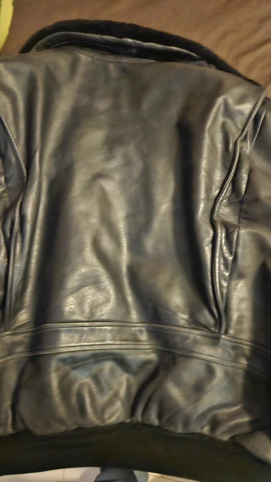 Blouson cuir homme vintage type aviateur bomber, noir, taille XL - Photo 2/4