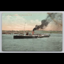 Vintage Postcard S.S. Prince Rupert St. John Harbor New Brunswick Unposted Boat