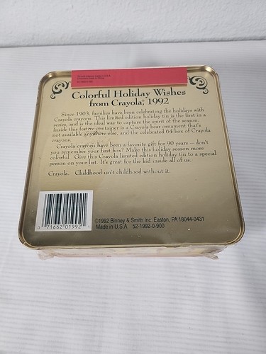 1992 Limited edition Crayola Crayon Collectible Holiday Tin Box NOS Sealed - Picture 9 of 11