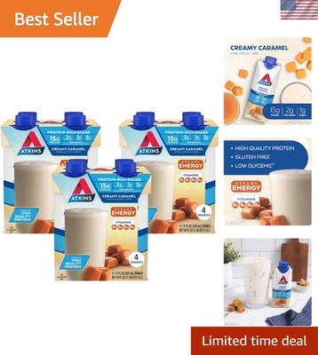 Satisfying 4-Pack Creamy Caramel Energy Shake   15g Protein, Keto-Friendly