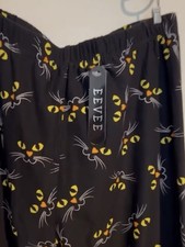 Women  s Full Length Black Leggings With Cat Faces New Size Small/Medium