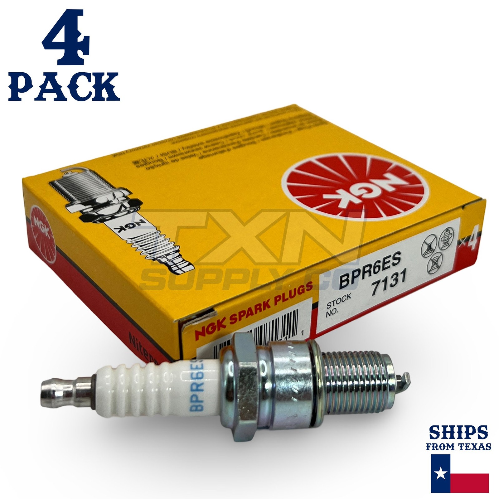 New NGK Standard Spark Plug BPR6ES, 7131 Set of 4 Spark Plugs