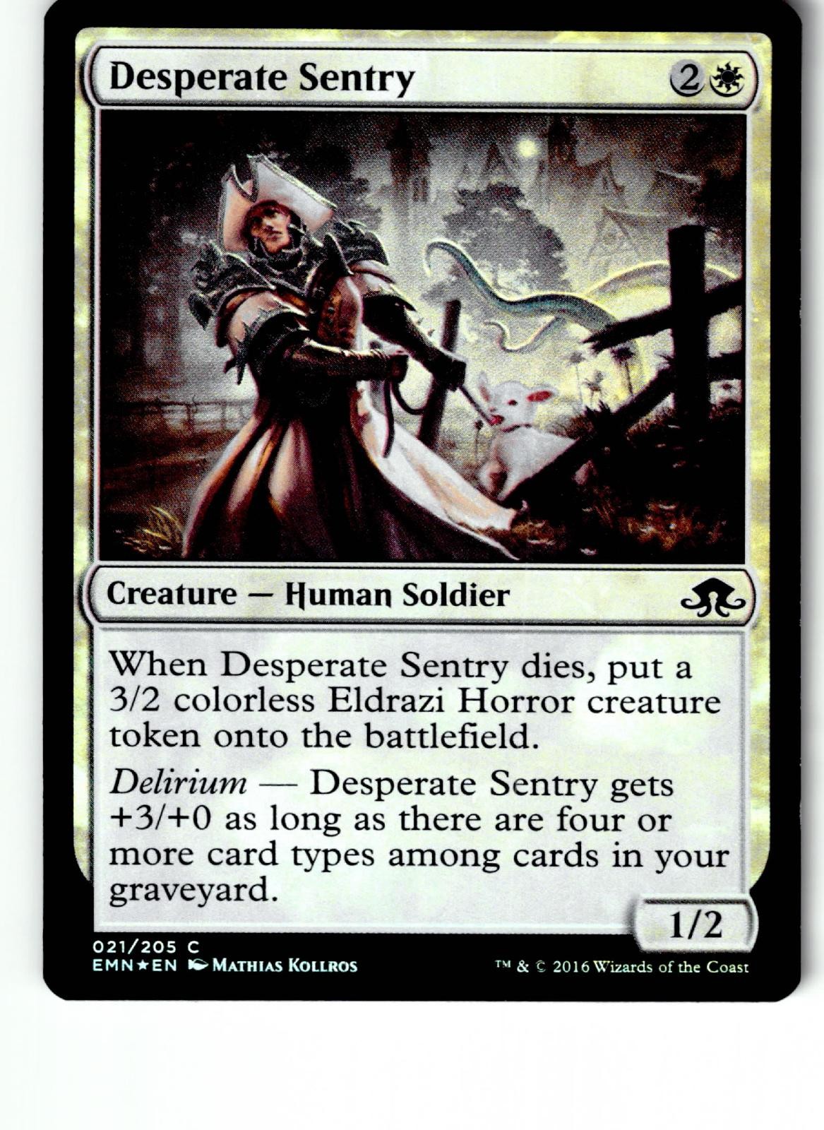 Desperate Sentry 21 Common Eldritch Moon Magic: The Gathering Foil LP
