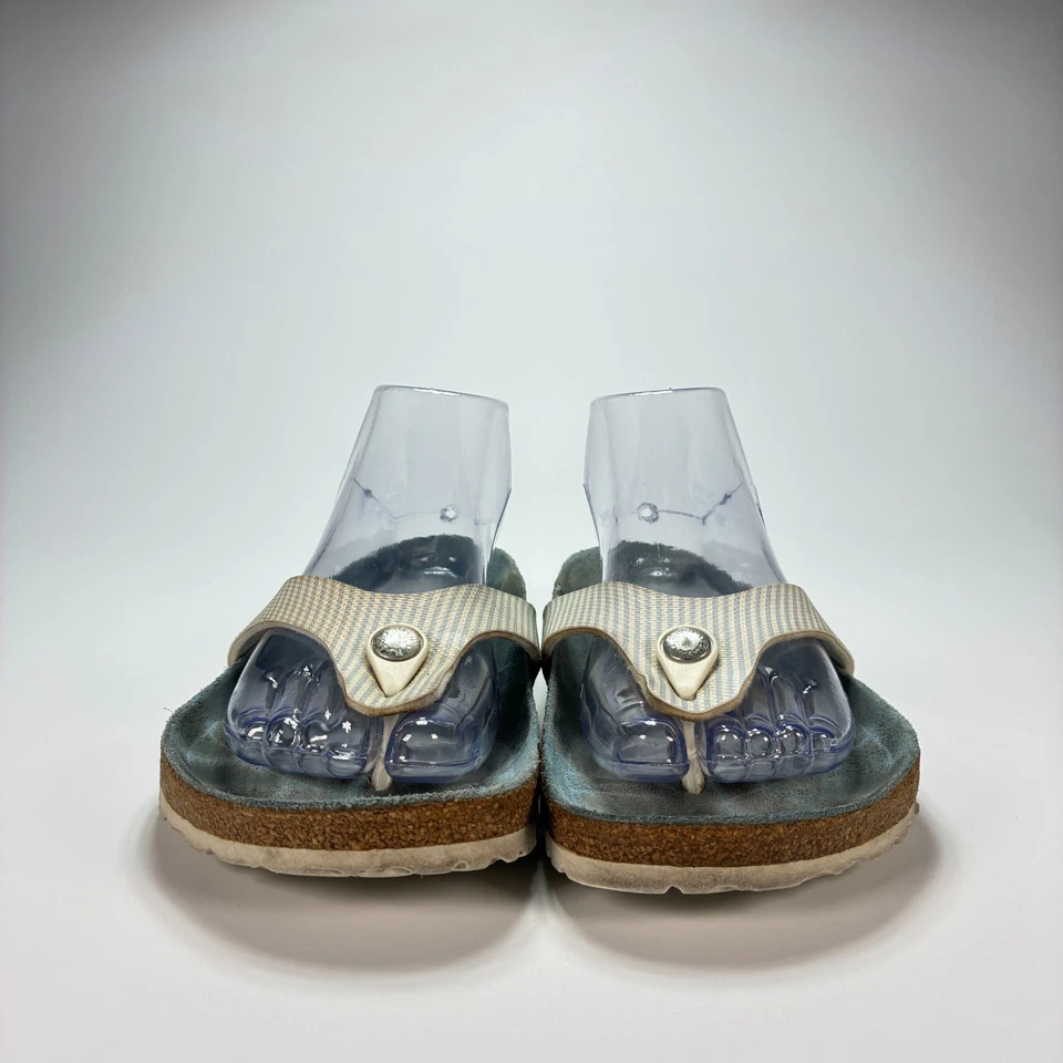Birki's by Birkenstock 蓝色白色条纹人字拖凉鞋女式 8 码 — 第 3/4 张图片