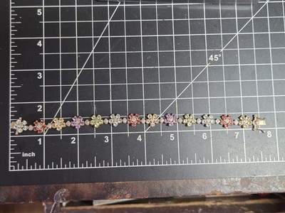 ross simons multicolor flower bracelet 925 sterling silver vermil gold tone 7.5 