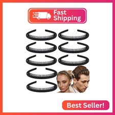 LAPOHI 8 PCS Non Slip Fashion Effortless Plastic Headbands with Teeth Comb Skinn