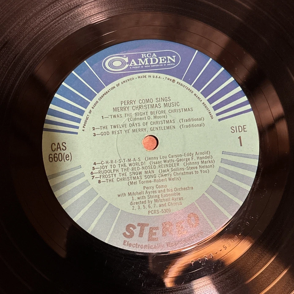 Perry Como Sings Merry Christmas Music Vinyl LP Shrink RCA Camden CAS660  - Image 4 of 4