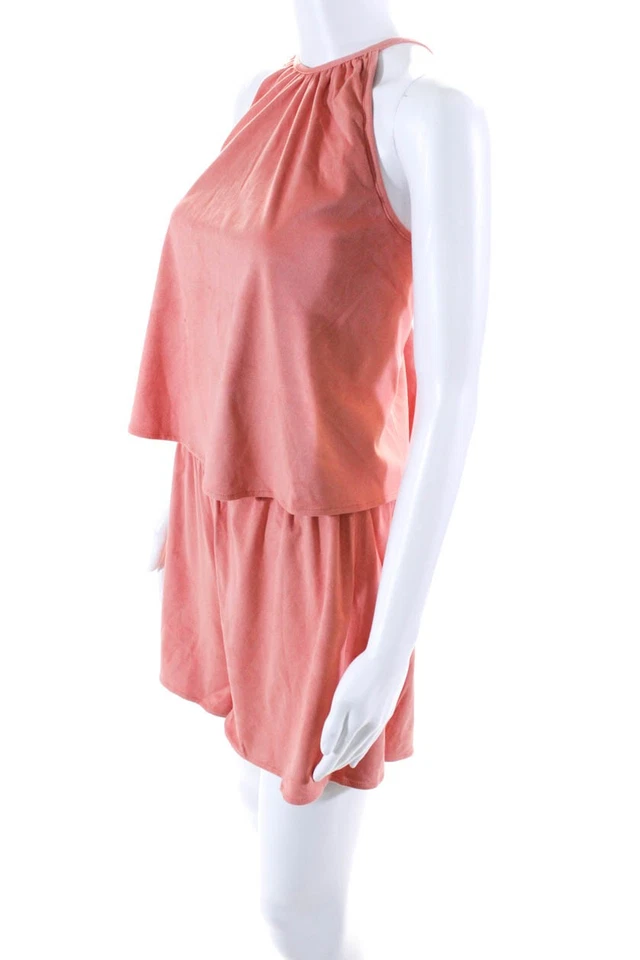 Jack by BB DAKOTA Mujer Peplum Halter Cuello Cintura Elástica Mameluco Rosa Talla L Foto 2 de 4