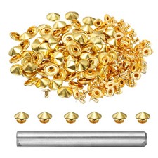 80pcs Round Studs Rivet 12mm Rapid Punk Spikes Leathercraft Decoration, Gold