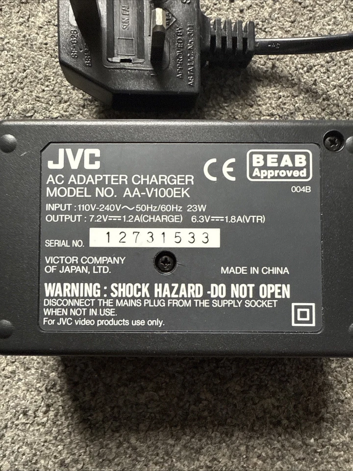 JVC AC Adapter Charger AA-100 Model No: AA-V100EK With Power Supply Cable - Image 3 of 4