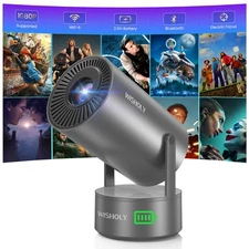Projector with WiFi and Bluetooth, Mini Portable Projector with Built-in Rech...