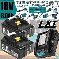 2PACK For Makita 18Volt 8.0Ah LXT Li-Ion Battery BL1860B BL1830 BL1850 / Charger