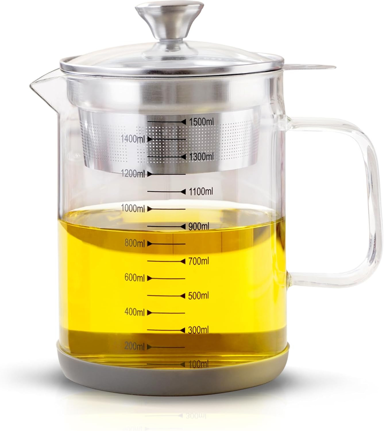 50oz Glass Oil Strainer Container Bacon Grease Container with Fine Mesh Strainer