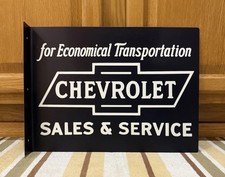 Chevrolet Sales Service Flange Sign 2 Sided Gas Oil Vintage Style Wall Decor Chevrolet Sales Service Flange Sign 2 Sided Gas Oil Vintage Style Wall Decor