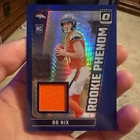 2024 Panini Donruss Optic Bo Nix Rookie Phenom Patch Blue Hyper Prizm RC Broncos