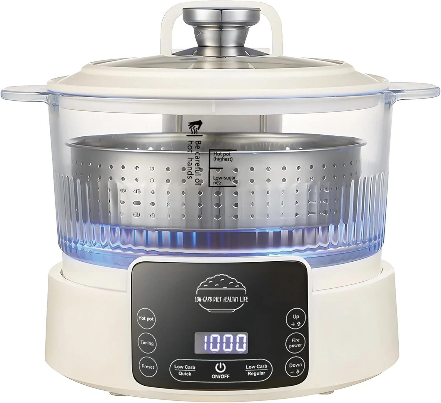 Low Carb Rice Cooker,3L Multifunction Smart Rice Cooker - 4H Keep Warm,Digital D
