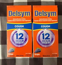2 pack, Delsym 12 Hour Cough Relief, GRAPE Flavor, 5 fl oz each, exp 10/2027