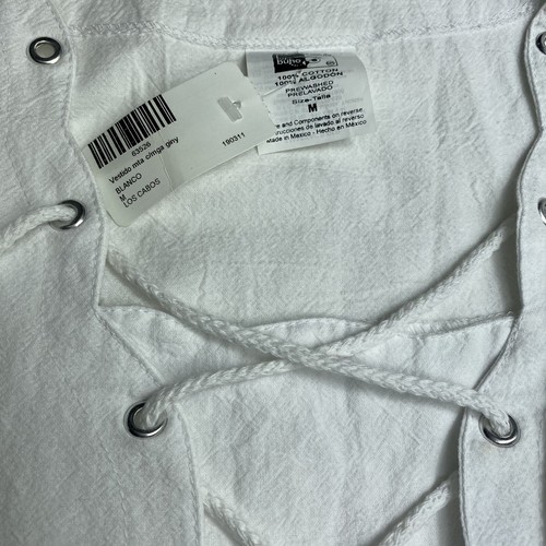 mr. buho 100% cotton lace-up white dress size M - Picture 8 of 9