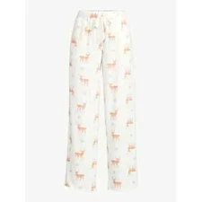 Joyspun Hacci Knit Wide Leg Pajama Pants Winter White Reindeer XL (16-18)