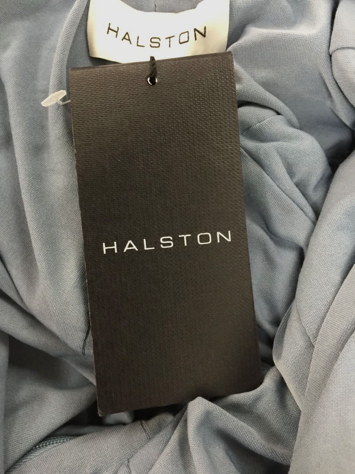 $546 Halston Women's Blue Sequin One Shoulder Self Tie Gown Dress Size 10