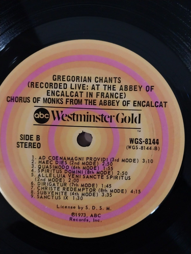 Gregorian Chants Westminster Gold Series WGS-8144 1971 - Picture 6 of 7