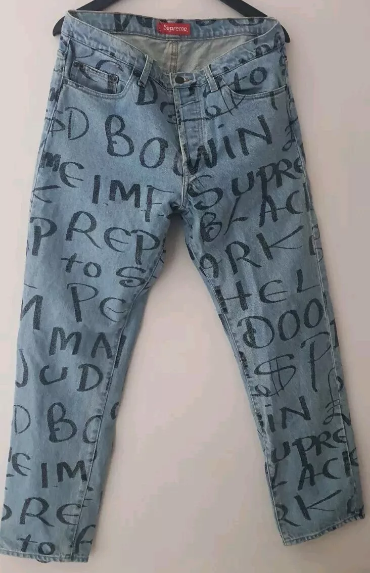 Jean FW22 Supreme noir Ark Regular 32 W32 L32 bleu denim Lee Scratch Perry