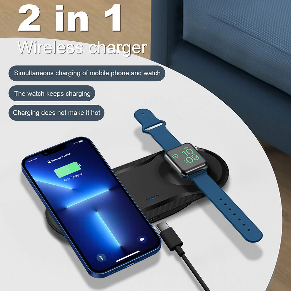 2IN1 Wireless Charger Pad Charging Mat For Apple Watch Ultra 9