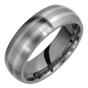 925 Sterling Silver Inlay Titanium Ring Comfort Fit Wedding Band 4
