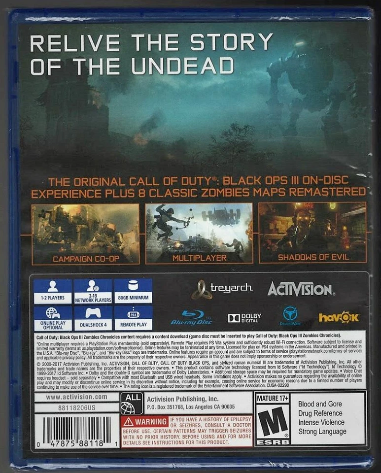 Call of Duty Black Ops III Zombie Chronicles PS4 (Brand New Factory Sealed US Ve - Image 2 of 2