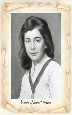 SANTINO HOLY CARD BEATA LAURA VICUNA n 1 type parchment