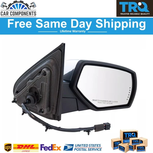 TRQ New Mirror Power Folding Heated Memory Signal Puddle Chrome RH For GMC