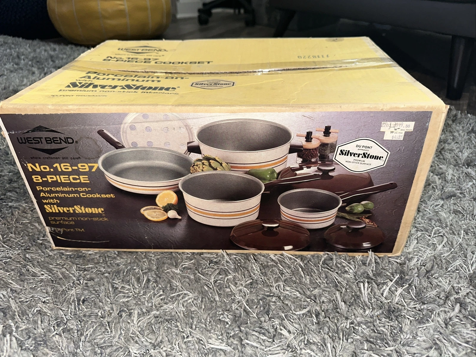 NEW Vintage West Bend 8-Piece Porcelain On Aluminum Made with SilverStone 16-97