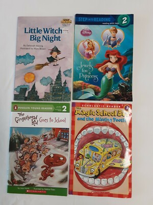 Lot X4 Children's Level 2 Reading Paperback Books, Variety, Each Title Different