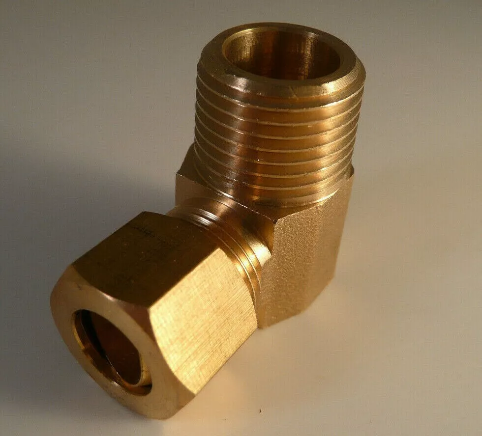 Brass 3/8 Compression X 3/8 Male NPT 90° Elbow Dishwasher - NEW -  ORIGINAL